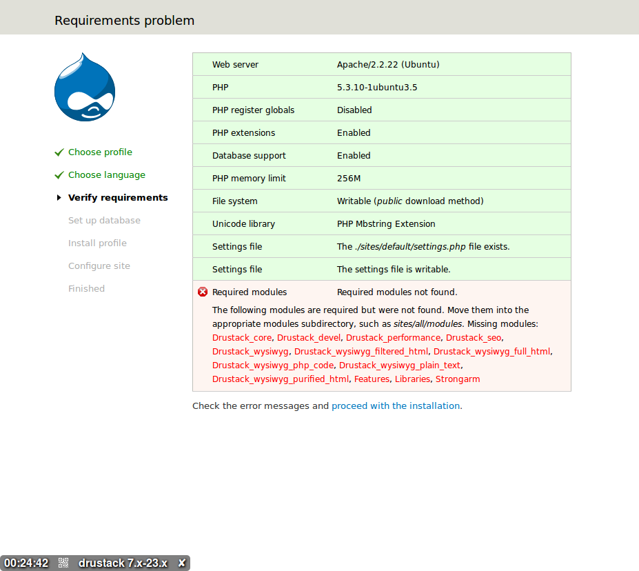 DruStack Can't Start Installation With Error "Required Modules Not ...